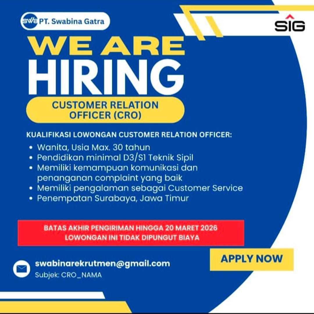 Lowongan Pekerjaan - Customer Relation Officer
