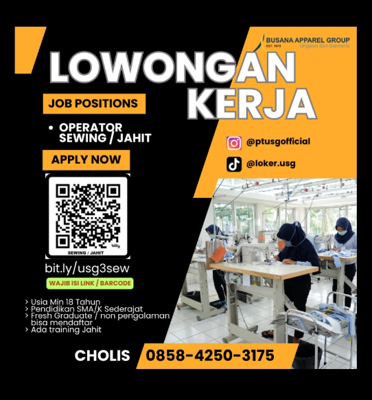 Lowongan Pekerjaan - Operator Sewing/Jahit