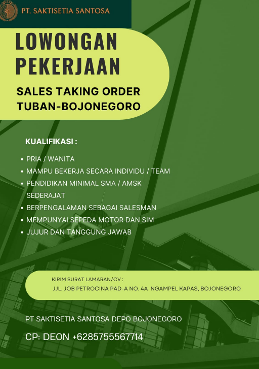 Lowongan Pekerjaan - Sales Taking Order Tuban-Bojonegoro